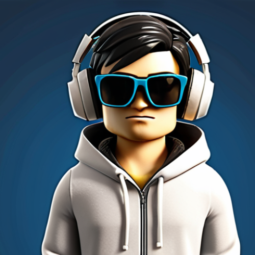 Home 6 **
A Roblox avatar sporting a hipster style: oversized headphones, sunglasses, and a hoodie. The avatar should appear cool and expressive, embodying a personalized digital identity within the Roblox environment.
**